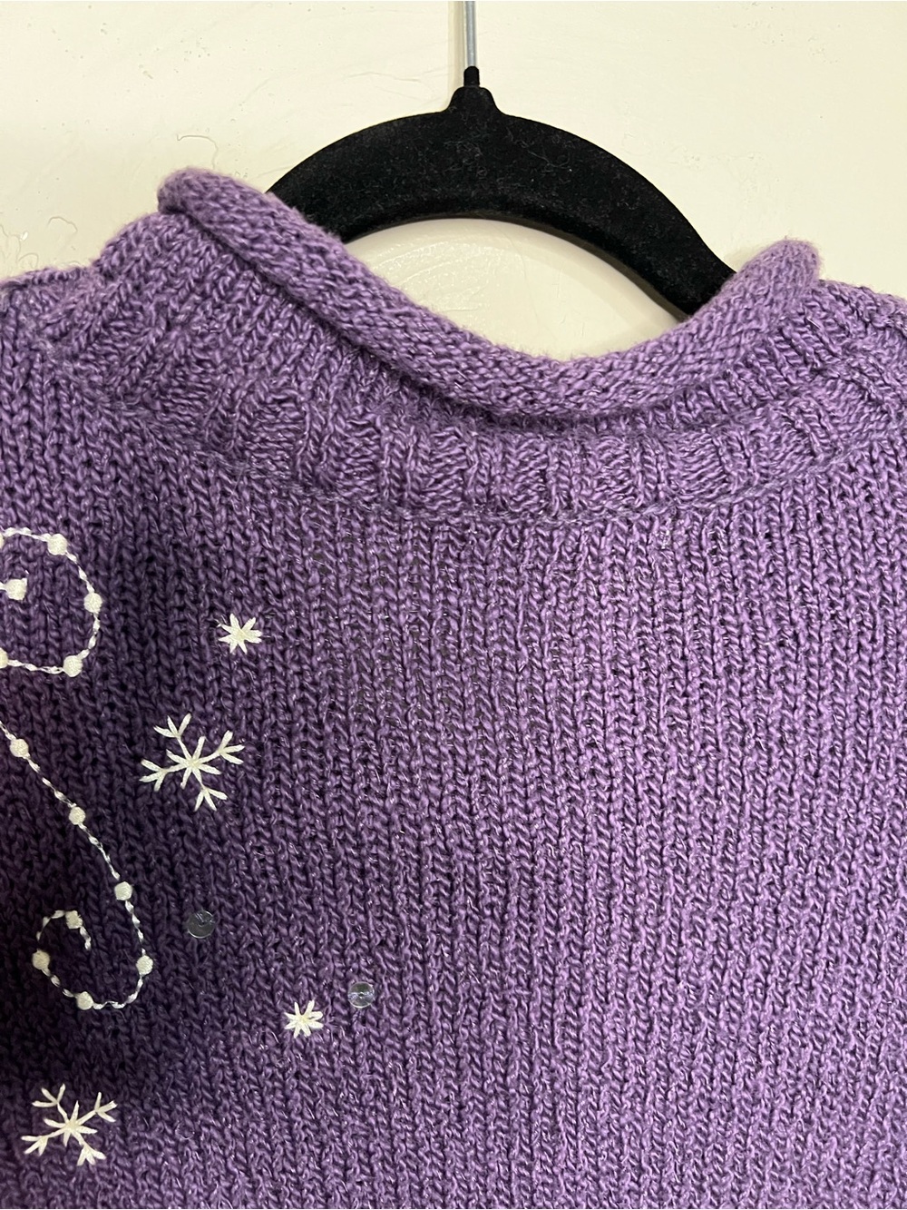 Christopher & Banks Vintage 90s Y2K Purple Snowman Embroidered Holiday Sweater - Picture 7 of 8